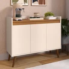 Aparador Armário Rack Buffet  Modelos de 3 Portas Cantinho do Café Com Prateleira e Pés Palito