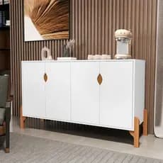 Aparador Buffet Rack Pés Madeira Cantinho do Café Tati 4 Portas Cores - Comprar Móveis em Casa
