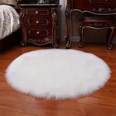 Tapete Decorativo De Pelúcia Pelo Alto Redondo 80cm Diametro
