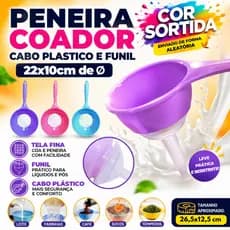 Peneira Com Funil Coador Grande Encaixe Plástico Multiuso Cor Sortida para Cozinha Bar Restaurante