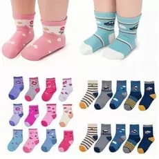 MEIAS INFANTIS Kit com 3/6/9/12 SORTIDAS Bebe Criança Menino Menina Varias Estampas - MEIA INFANTIL
