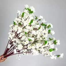 Galho De Cerejeira Artificial, Kit 10 a 40  Flor Pessegueiro, Estilo oriental Decoração 65CM -A-504 BRANCA