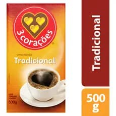 Café 3 Corações Tradicional 500g Torrado e Moído a Vácuo – Sabor e Aroma Intenso