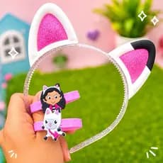Tiara orelhinha infantil Gabby com Glitter |Tiara Casa Mágica da Gabby| tiara gatinha| arco Gabby