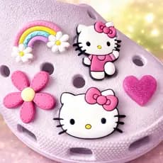 kit Pins Hello Kitty e Personagens | Acessório para Babuche | Kuromi, My Melody e Keroppi