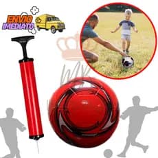 Bola de Futebol E Bomba De Encher Oficial Campo Tamanho 5 - Criança Maior de 3 Anos - Costurada PVC