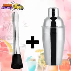 Coqueteileira E Socador Amassador Macerador Frutas Misturar Bebida Caipirinha 500ml Bartender Frut