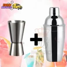 Coqueteleira E Dosador Duplo d 30/60ml Medidor Misturar Bebida Caipirinha 500ml Bartender Drinks