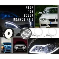 Par Fita Barra Led Drl Neon 12v Flexível Para Farol 30cm Branco Frio