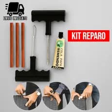 Kit Reparo Pneu Carro Moto Sem Câmara com Cola e Macarrão