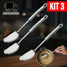 Kit 3 Colher de Arroz Aço Inoxidável Grande – Luxo, Premium, Resistente e Multiuso para Cozinha