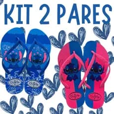 Kit 2 Pares de Chinelo feminino Numerações Combinadas Sandalia Stich + Vendido