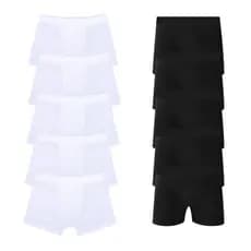 6 Cuecas Boxer Pretas Black /Branca Box Modelo Conforto Microfibra Premium Qualidade