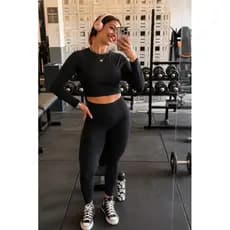 Cropped Manga Longa UV Feminino Academia Fitness  Estima Fênix
