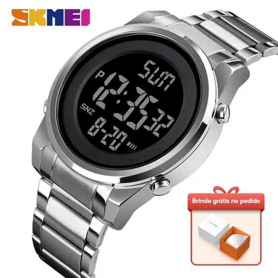 ✨✨✨SKMEI Relógio Masculino Digital Esportivo Aço Inoxidável LED Cronômetro Alarme Calendário à Prova de Respingos