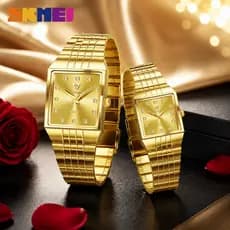 SKMEI 1018 Relógio feminino elegante, relógio de quartzo em aço inoxidável, à prova de água, relógio para casal