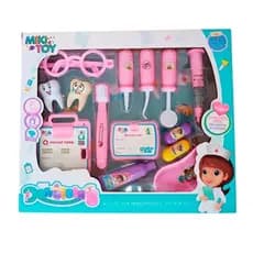 Kit Instrumentos Dentista e Doutores Infantil Com 14 Peças Brinquedo Educativo Para Crianças