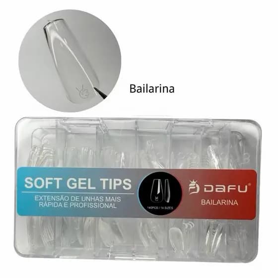 Soft Gel Dafu Soft Gel Tips Bailarina  140pçs Alongamento de Unhas em 14 Tamanhos Soft Gel Almond