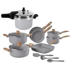 Jogo De Panelas Easy Gris Com Indução E Panela De Pressão 11 peças