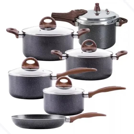 Conjunto de Panelas com fundo de Indução 6pçs com panela de Pressão Brinox