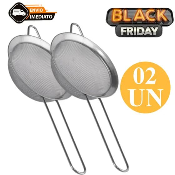 KIT 2 Peneira GRANDE Coador Aço Inox para Cozinha Casa Restaurante Óleo Doce e Sobremesa