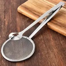 Pegador para Frituras Escumadeira Inox com Pinça e Peneira Top Chef