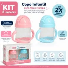 Kit 2 Copos Infantil  220 ML ,com Alça e Tampa Protetora – Antivazamento, Livre de BPA, Ideal para Bebês*##