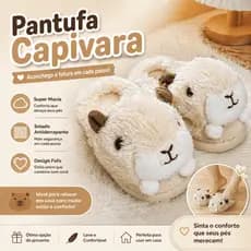 Pantufa Capivara Café Super Macia – Conforto e Estilo para o Dia a Dia