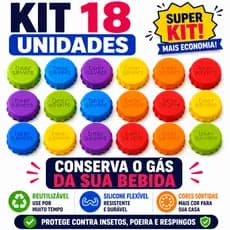 Kit 18 Tampas Silicone Conserva Gás Garrafa Refrigerante Cerveja Long Neck Reutilizável