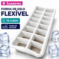 Forma de Gelo Flexível Sanremo 16 Cubos com Fundo de Silicone BPA Free – Fácil de Desenformar