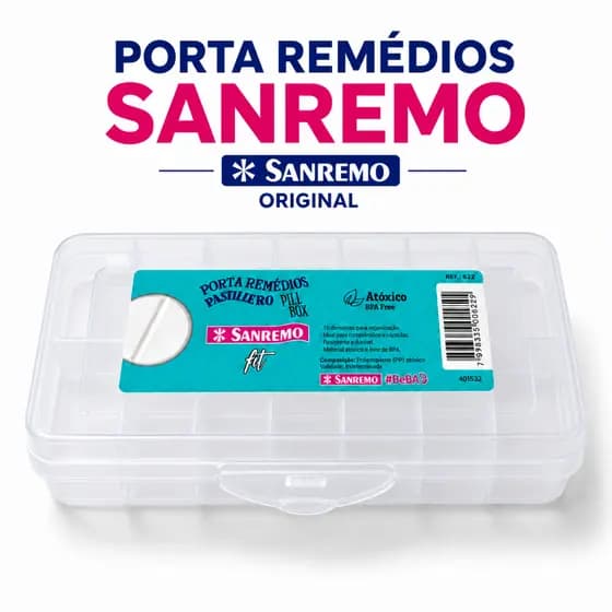 Porta Remédio Semanal Dia e Noite Sanremo 14 Divisórias BPA Free Organizador Medicamentos Portátil