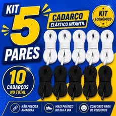 Kit 5 Pares Cadarço Para Tênis Infantil 60cm Modelo Chato Resistente