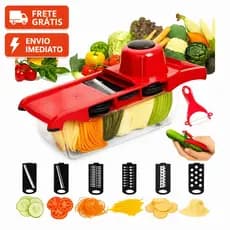 Cortador De Alimentos Mandolina Com Lâminas Vermelho