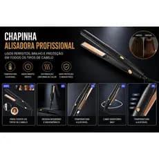 Chapinha Alisadora Para Cabelo Elétrico Cor Preto