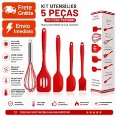 Jogo Utensílios Cozinha 5 Peças Em Silicone