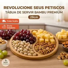 Tábua De Petiscos Mdf Redonda Com 2 Divisórias