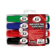 MARCADOR PARA QUADRO BRANCO KIT 4 CORES