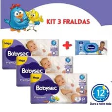 3 Pacote de Fraldas Babysec Galinha Pintadinha + BRINDE