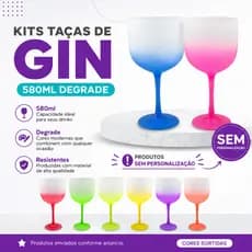 Kit 10 taças de Gin 450ml degrade - SEM PERSONALIZAÇÃO
