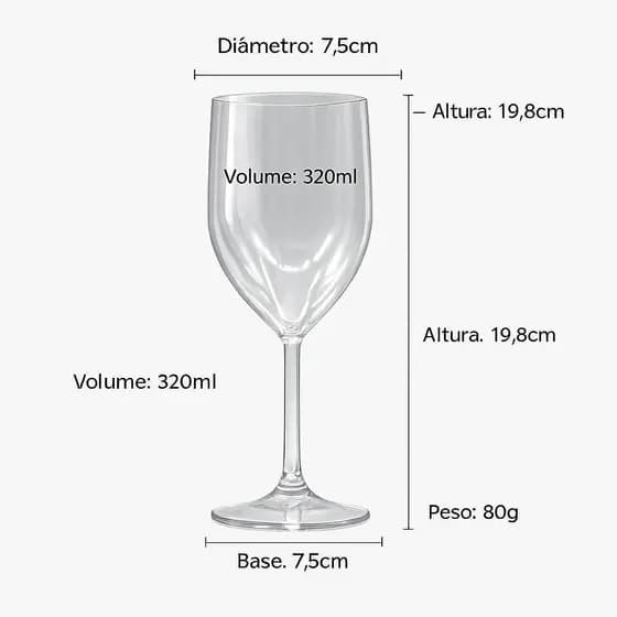 Kit 30 taças de Vinho 320ml transparente - SEM PERSSONALIZAÇÃO