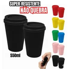 Kit 50 Copos ECO com Tampa Bucks Café Bebidas Brindes Comemorações Festas Shows Empresa Várias Cores