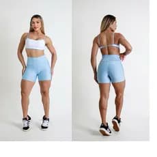 Conjunto Top Com Sustentação Shortinho Cintura Alta Blogueira Para Crossfit Academia Atividades ao Ar Livre