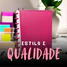 Caderno 8 Discos Inteligente com elastico 80 Folhas Pautadas Médio Diário LILÁS