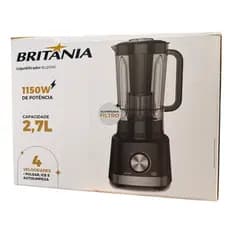 Liquidificador BLQ1280P Com 4 Lâminas Inox 2,7L 1150W Cor Preto Britânia