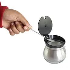 Açucareiro Elegante Inox e Vidro 250ml - Praticidade Total!