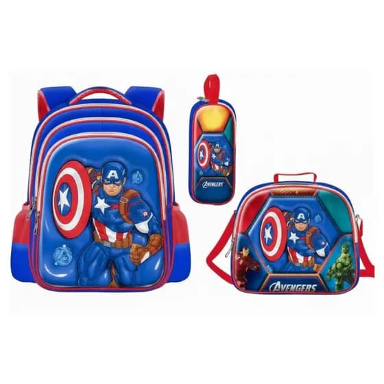 Mochila Escolar Kids + Lancheira + Estojo 3 em 1