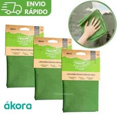 KIT Limpa Vidro Pano Mágico Ákora Original Poliamida e Poliéster Microfibra