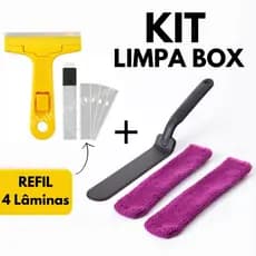 KIT Limpeza de Vãos Ákora Limpa Box + Raspador Com 4 Laminas Limpa Box Vidro Tintas Piso Azulejo