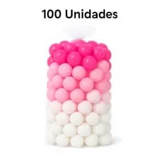 100 Unidades de Bolinha Plástica Pink, Rosa bebe e branca  Piscina Promoção 50, 100 e 200- Não Amassam