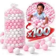 100 Bolinhas para Piscina Infantil Rosa Bebê e Branco Bolinha Plástica Segura Criança e Pet 15, 25, 50 e 100 Unidades